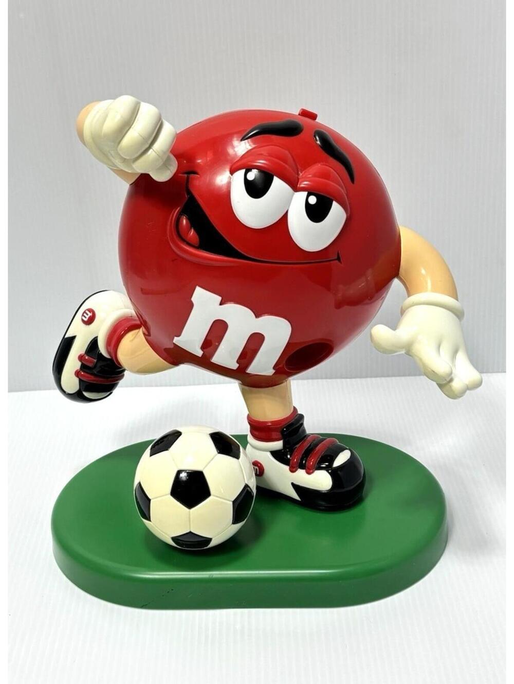 M&Ms Red Soccer Player Candy Dispenser Kicking Soccer Ball, Figurine, GUC